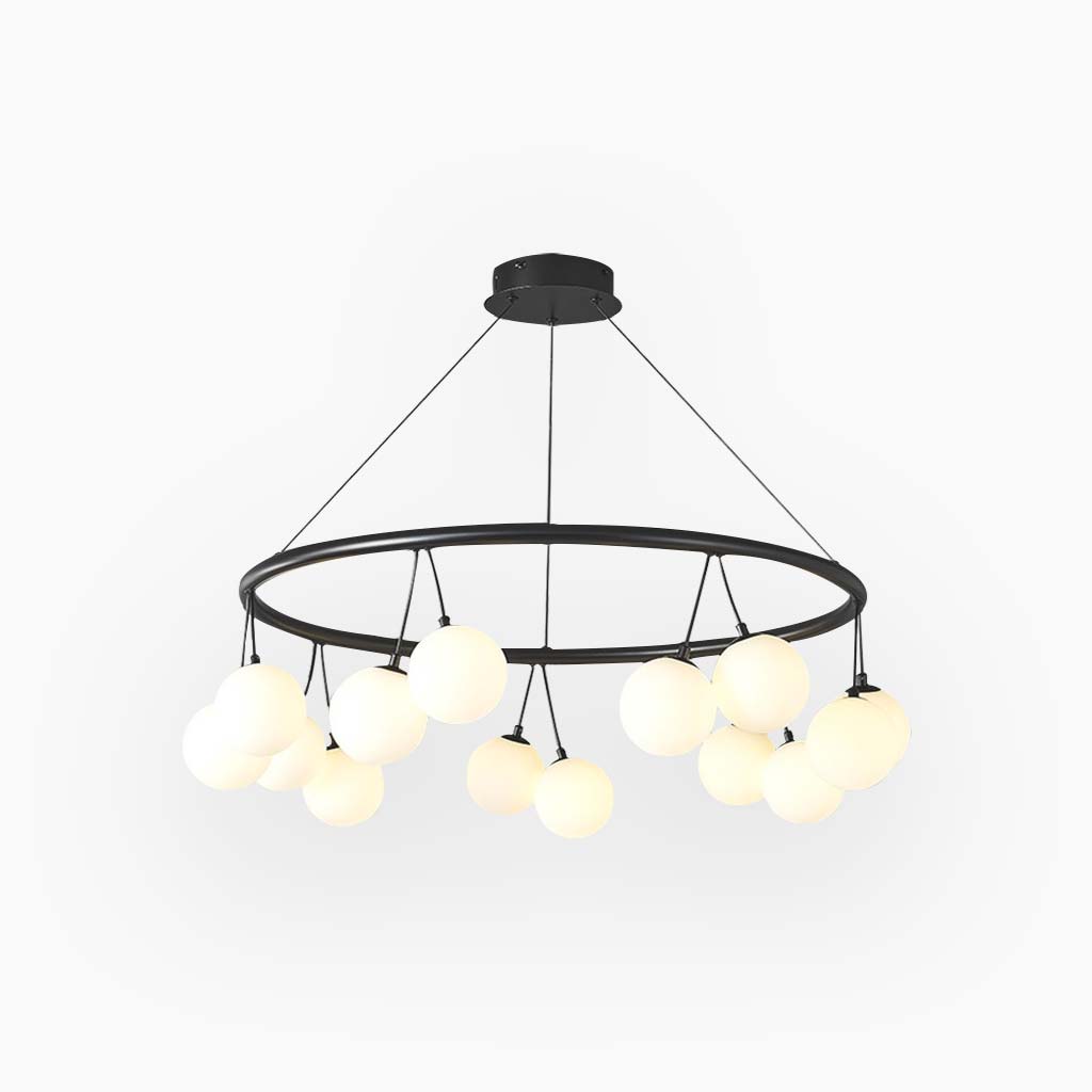 Chandelier Nordic Round / Linear Glass Ball Cherry, Black & White
