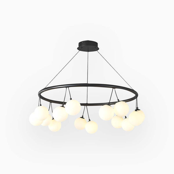 Chandelier Nordic Round / Linear Glass Ball Cherry, Black & White