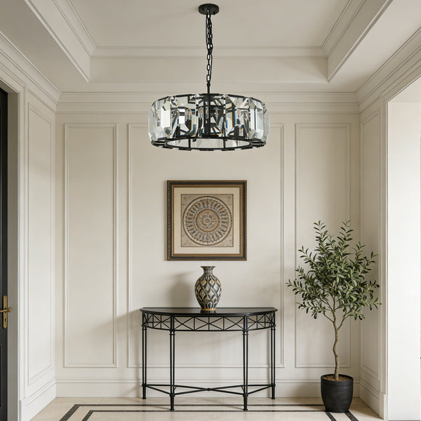 Cut Glass Drum Chandelier