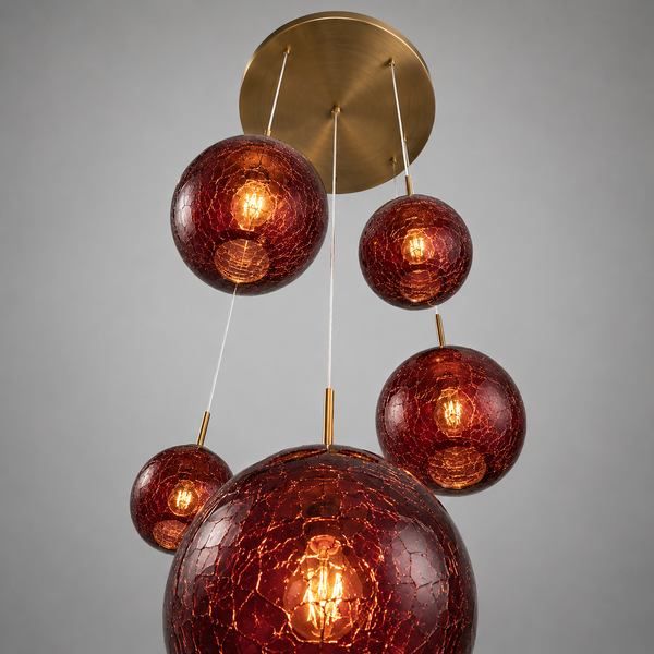 The Chromia Pendant | Burgundy Glass & Brass | CLND009