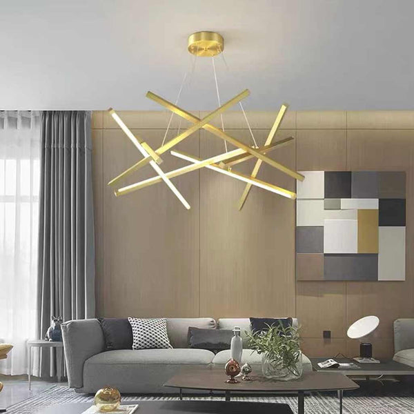 Chandelier Geometric LED Cross Light Bar, Black / Gold