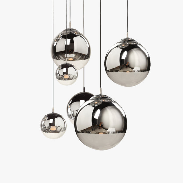 Valentina Industrial Round Metal Glass Pendant Light Living Room