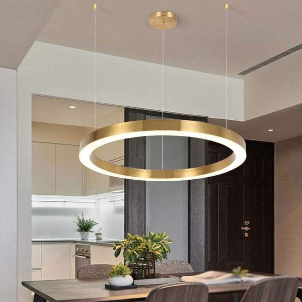 Arisha Modern Ring Metal Pendant Light, Gold