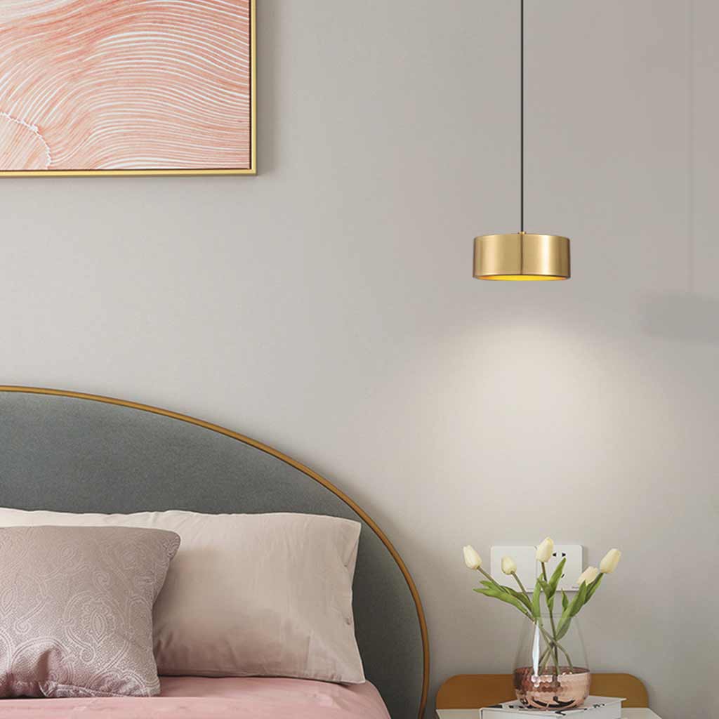 Pendant Light Small Minimalist Brass Cylinder LED, Black / Gold