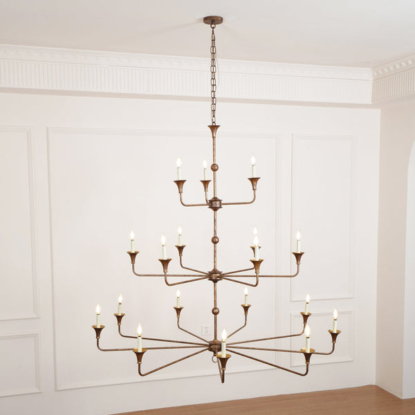 Wisp Grande Vintage Industrial Bronze Chandelier