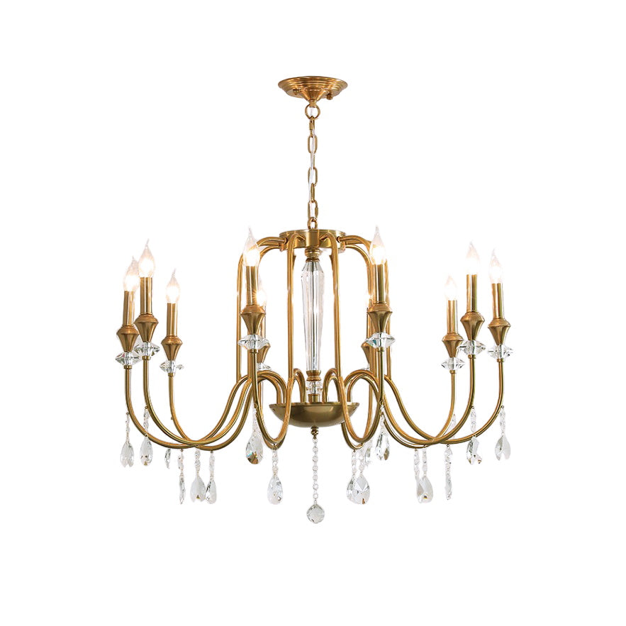 Ercararis Vintage Industrial Brass Crystal Chandelier