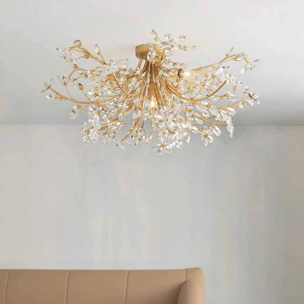 Crystal Ceiling Light Luxury Branch Semi-Flush
