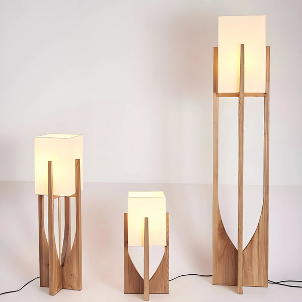 Rustic Wood Floor Lamp | Parchment Shade | CL4255