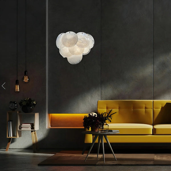 White Disc Glass Wall Sconce