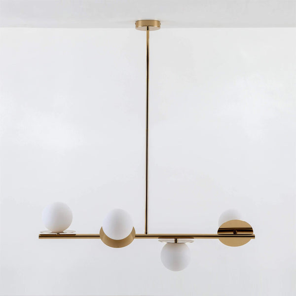 Evvararis Brass Glass Chandelier