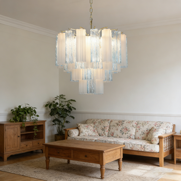 Vellune Blue White Cascade Chandelier