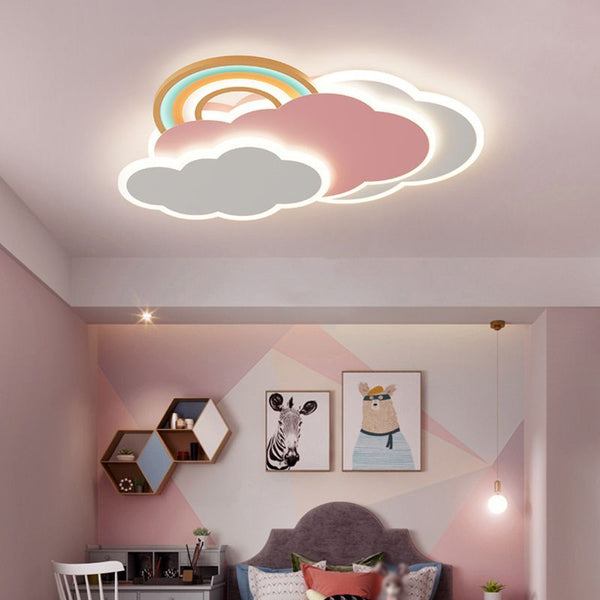 Aria Modern Cloud/Rainbow Flush Mount Ceiling Light Pink/White