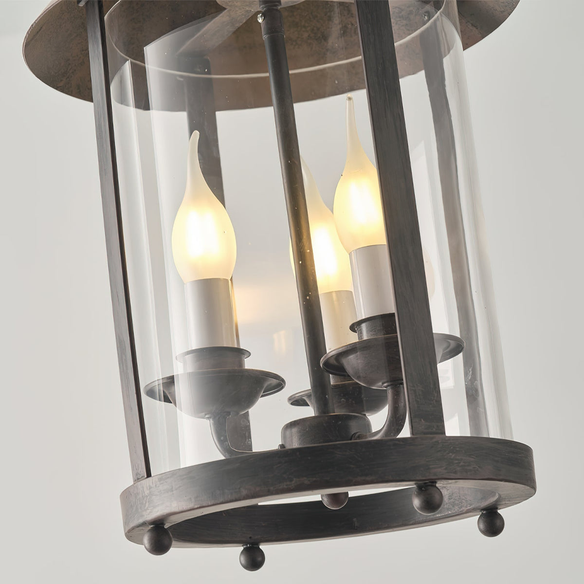 Tinduvyh Vintage Industrial Glass Lantern Pendant Lamp