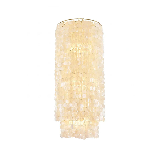 Cylindrical Capiz Shell Flush Mount Chandelier