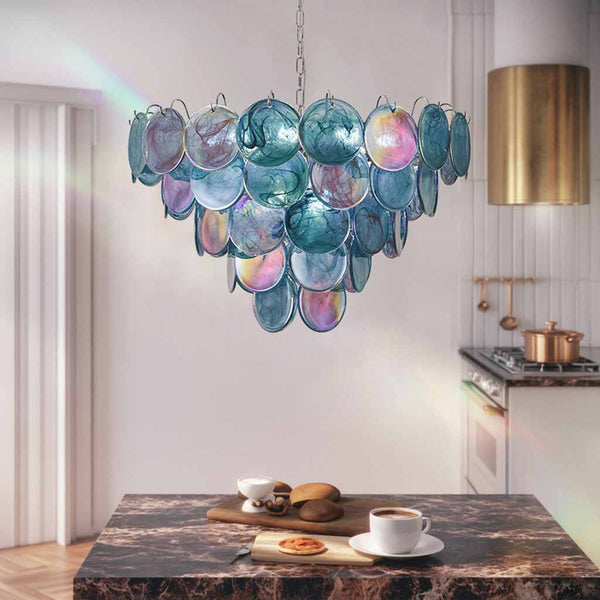 Chandelier Multi-Layer Cluster Murano Glass Disc, 3 Colors