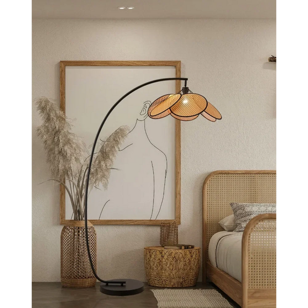Modern Knitted Rattan LED Arc Floor Lamp | CLND048