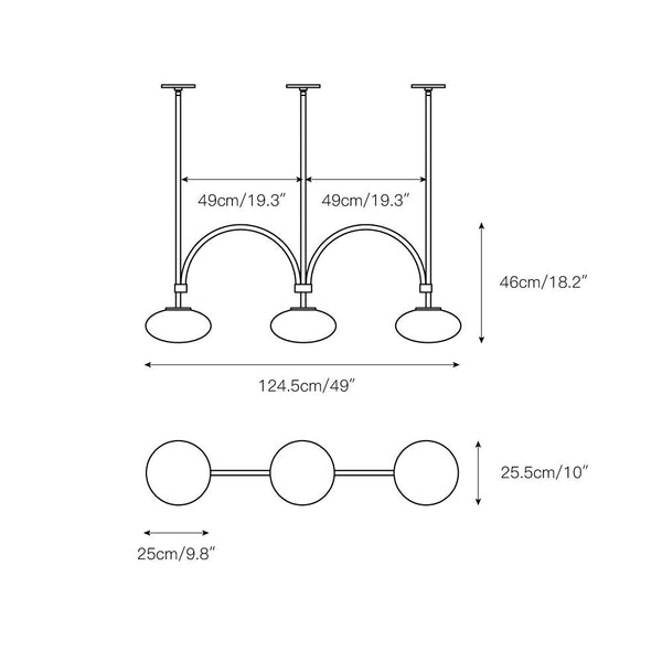 Lythean Linear Brass Glass Pendant Lamp