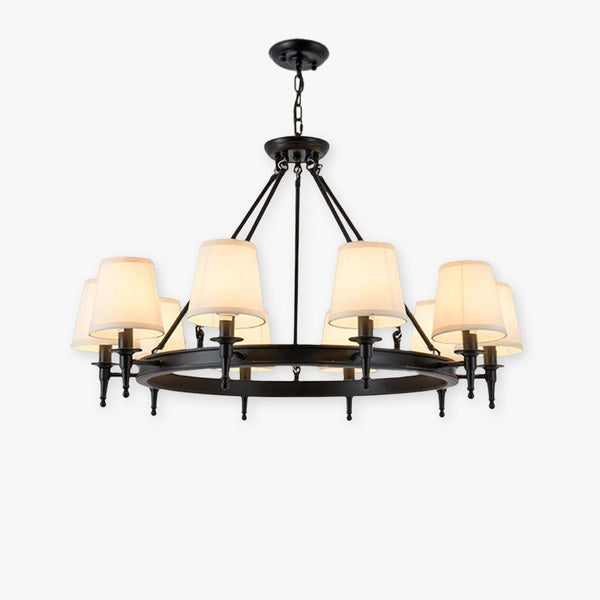 Vintage American Iron Fabric Black Chandelier Ceiling Light