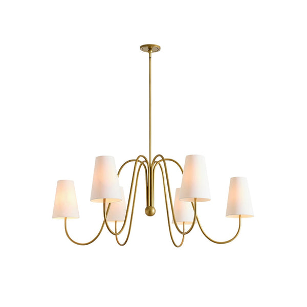 Cevaris Curved Brass Fabric Chandelier