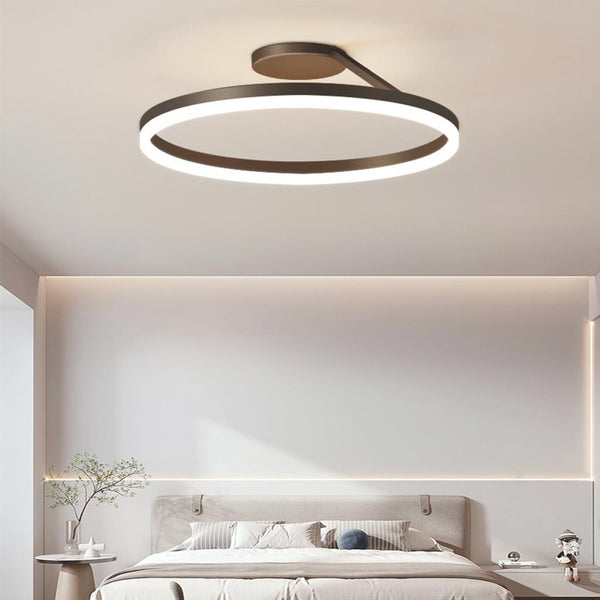 Ceiling Light Semi Flush Modern Round Ring Iron, Black/White