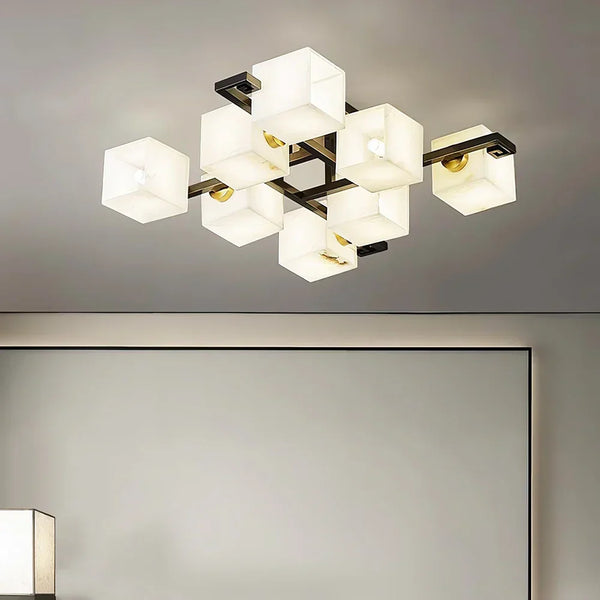 Alabaster Cubist Ceiling Lamp