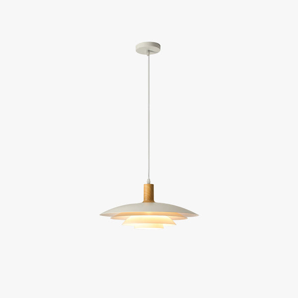 Valentina Modern LED Pendant Light White Wood Metal Bedroom