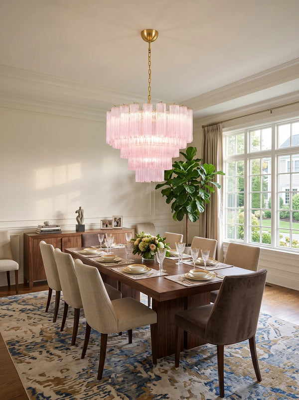 Nivelle Pink Glass Tiered Chandelier
