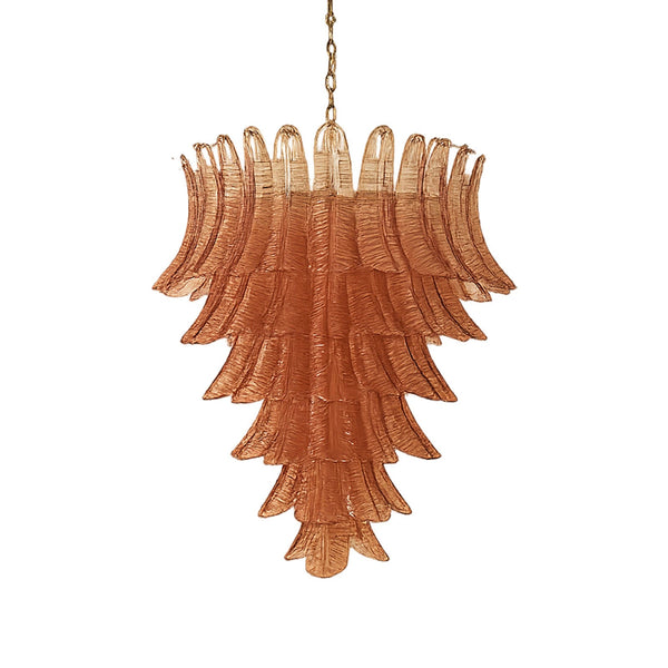 Orange Glass Leaf Tiered Chandelier