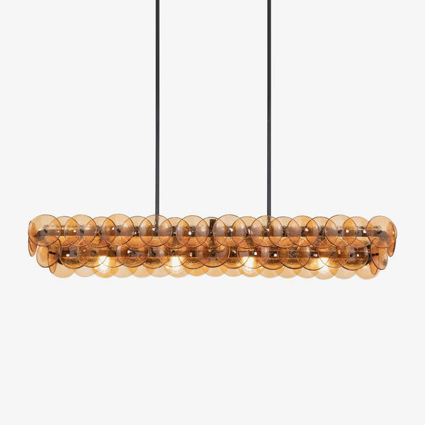 Pressed Glass Disc Linear Chandelier
