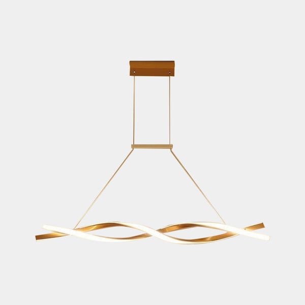 Linear Chandelier Ceiling Light LED Exquisite Curved Wavy Helix, Aluminum