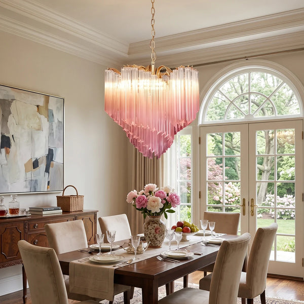 Murano Shaded Pink Prism Chandelier