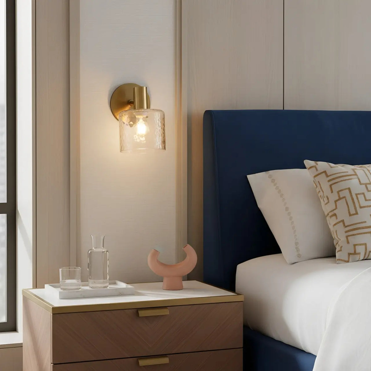Contemporary Minimalist Elegant Glass Cylinder Wall Sconce