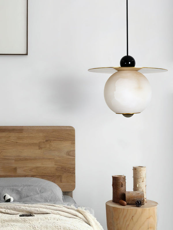 Alvarel Cord Brass Alabaster Pendant Light