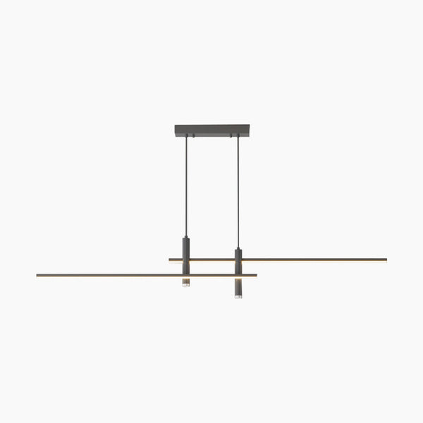 Pendant Light Minimalist Linear LED with Spotlights, Black/Gold