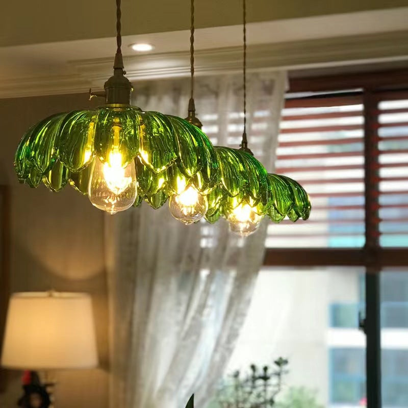 Valentina Retro LED Pendant Light Colourful Glass/Metal Flower Dining Room