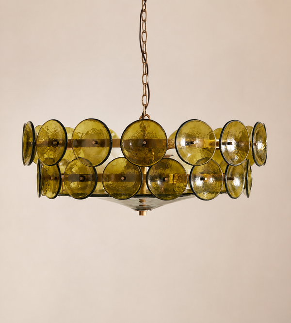 Olive Murano-Style Glass Disc Chandelier | Stainless Steel | CLKOPS203O