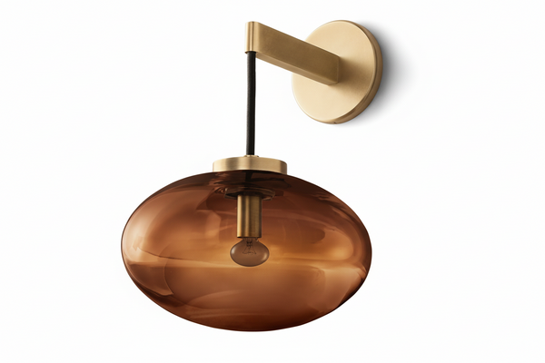 Brass & Amber Glass Wall Sconce | CLFFD3