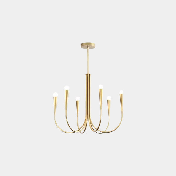 Swoop Arm Chandelier Minimalist Ambient Globes, Gold / Black