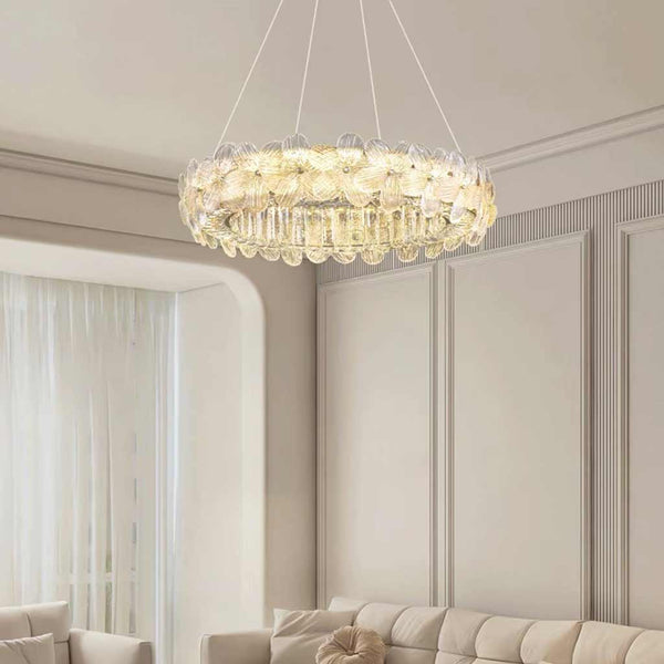 Chandelier Luxurious Crystal Glass Flower Ring Dimmable LED