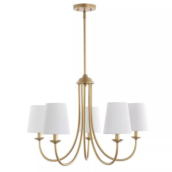 Trill Vintage Industrial Brass Fabric Chandelier