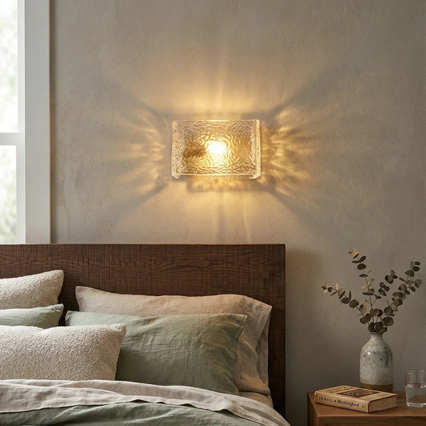 Water Pattern Glass Square Wall Sconce Lamp