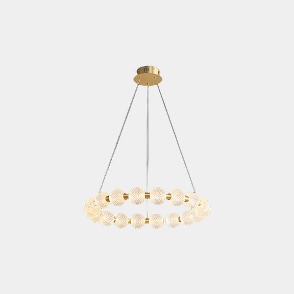 Chandelier Modern Brass Bead Pearl Ring Dimmable LED