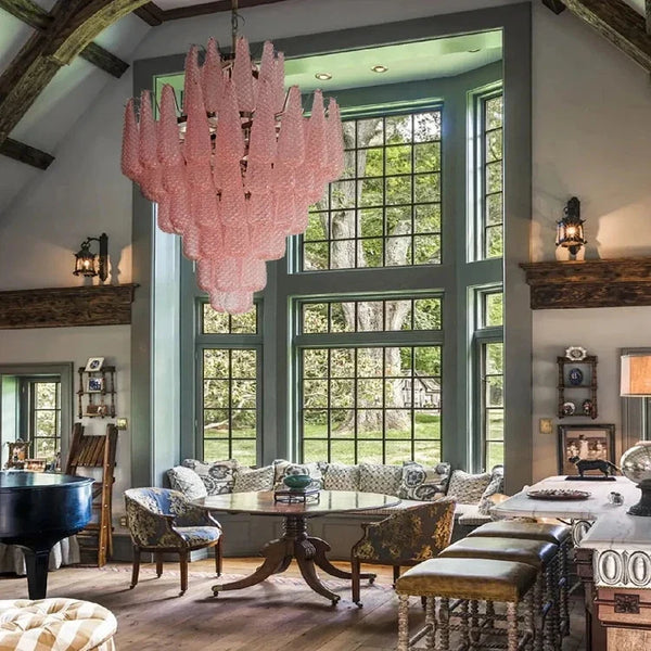 Jia Vintage Glass Water Drop Staircase Chandelier