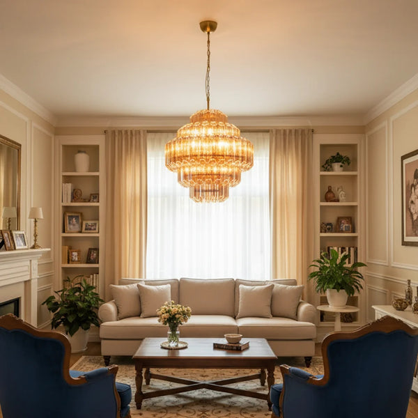 Aurelie Amber Prism Tiered Chandelier