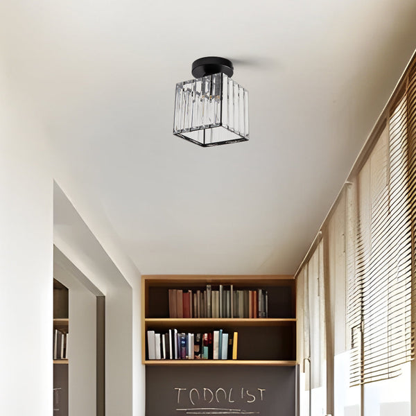 Mini Crystal Ceiling Light, black, E27, 13cm