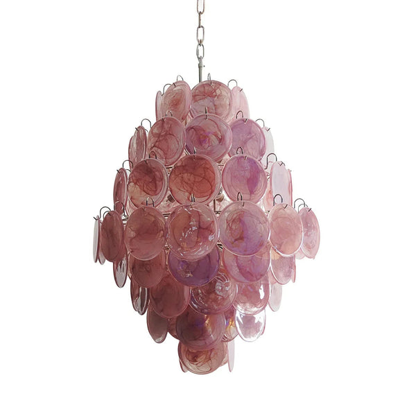 Round Pink Layered Glass Chandelier