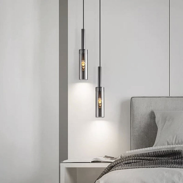 Pendant Light Minimalist Stylish Copper Crystal Tube, Black