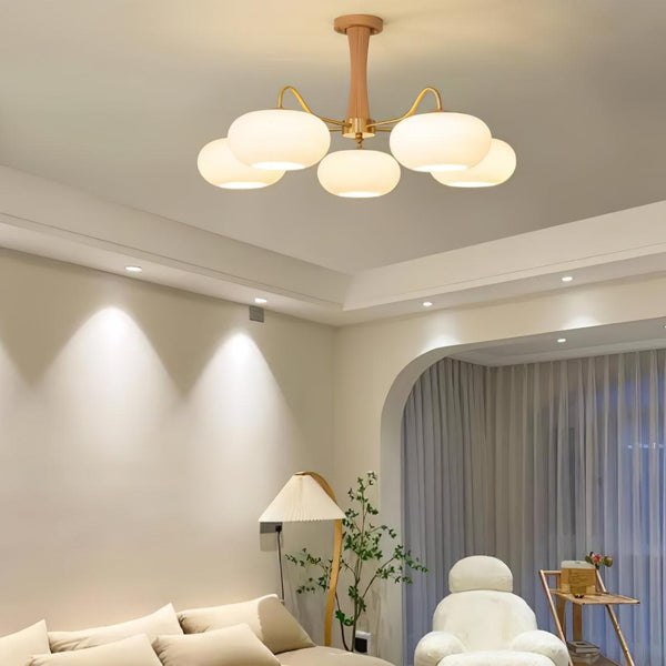 Candy Brass Wooden Glass Persimmon Chandelier