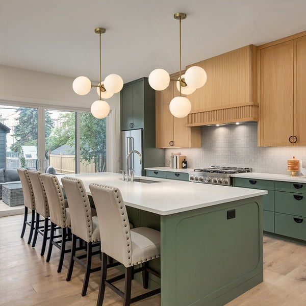 Astria Minimalist Opal Glass Semi Flush Chandelier