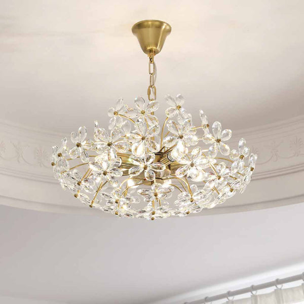 Chandelier Artsitic Branch Crystal Flower Petal, Gold